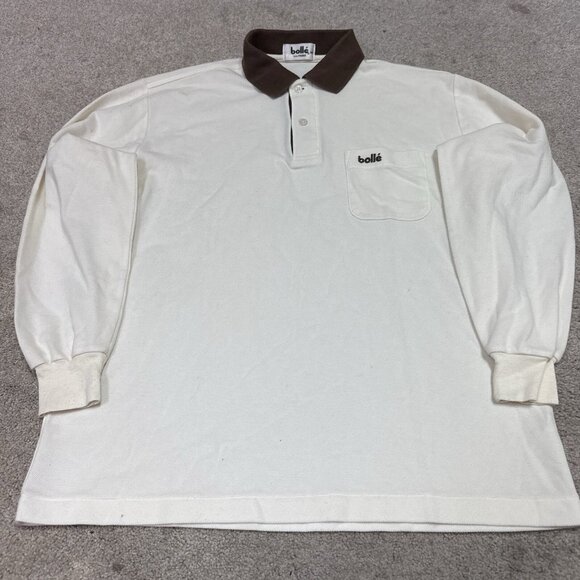 Bolle Polo Men’s Ivory Brown Long Sleeve Size Medium - Picture 9 of 10